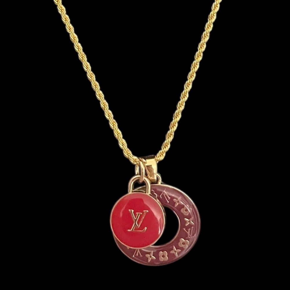 Authentic Louis Vuitton Double Red Charm Necklace